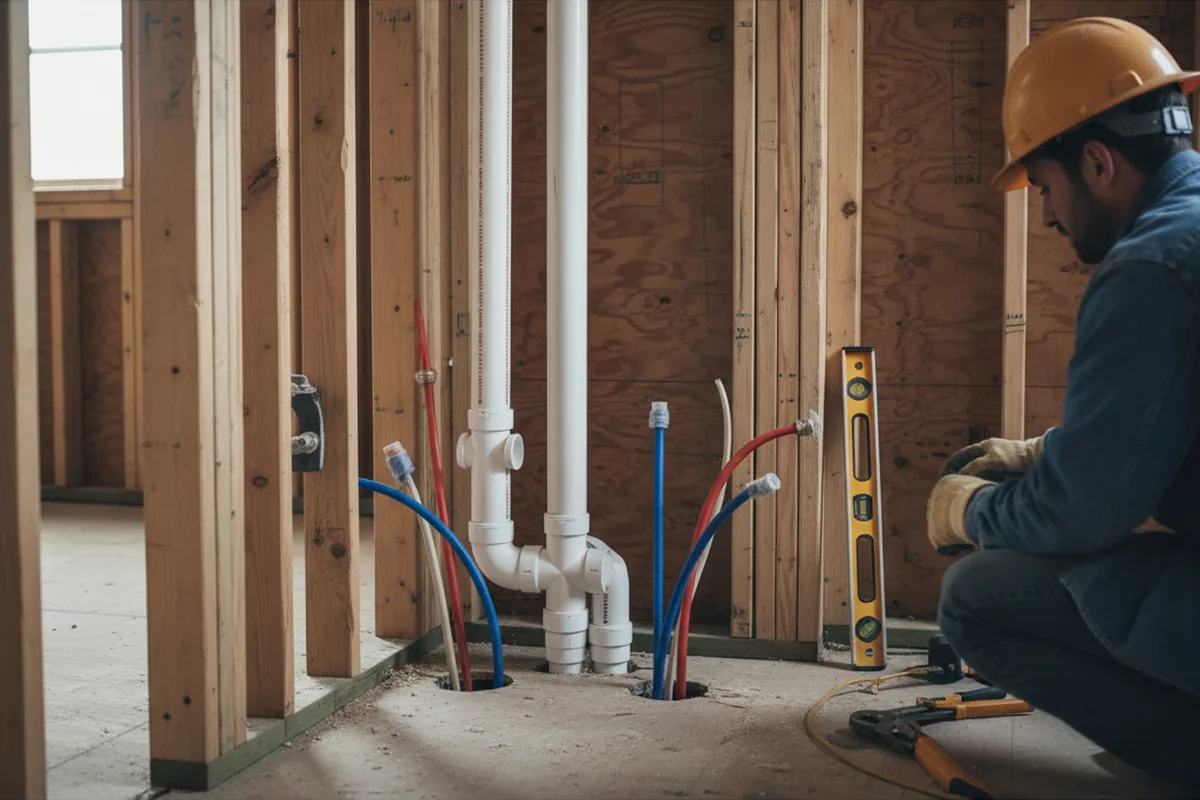 Drain and supply rough-in during Drain Cleaning in Clifton Heights