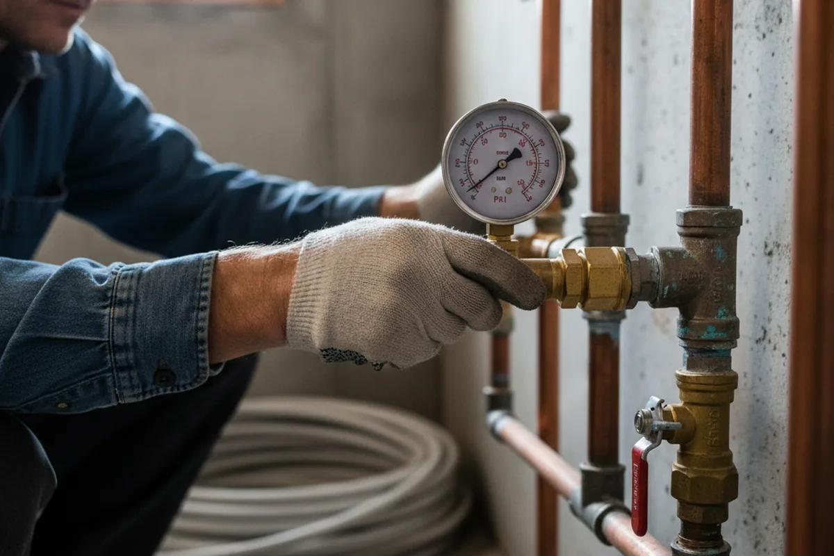 Pressure testing a repaired line during Water Line Repair in Clifton Heights